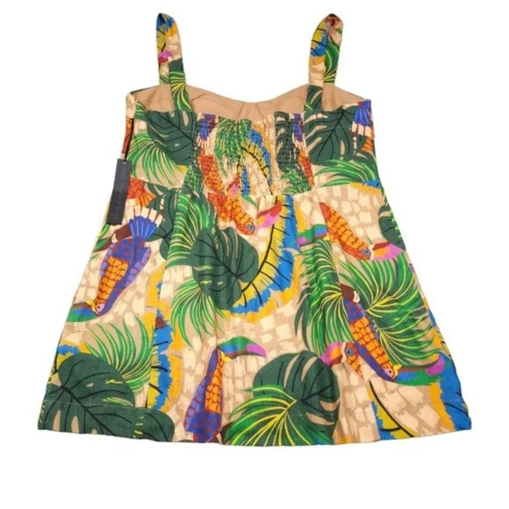 House of Harlow 1960 Linen Blend Toucan Tropical Mini Dress NWT Women's Size XL